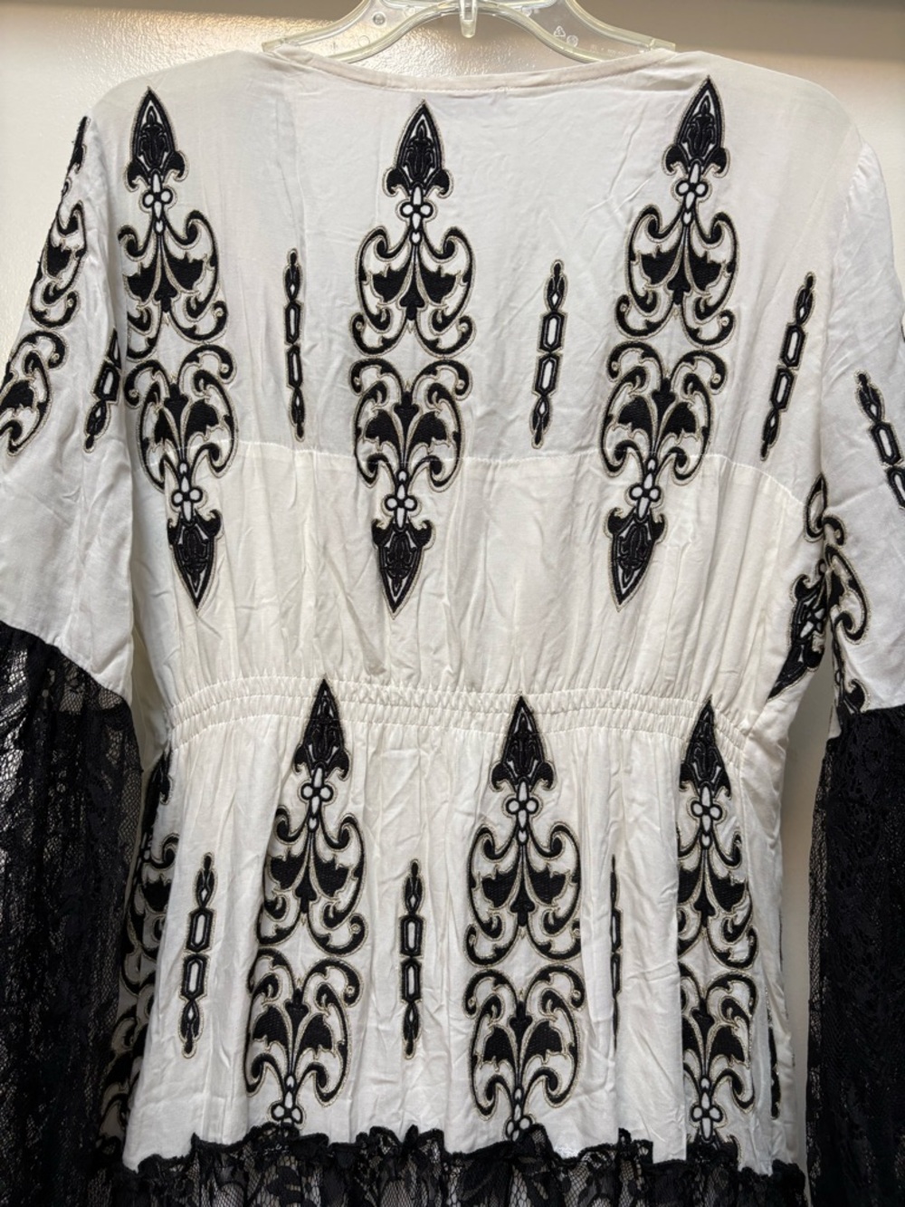 Laurie & Joe  Black & Ivory Beaded Lace Maxi Tiered Dress NWT - Picture 5 of 14